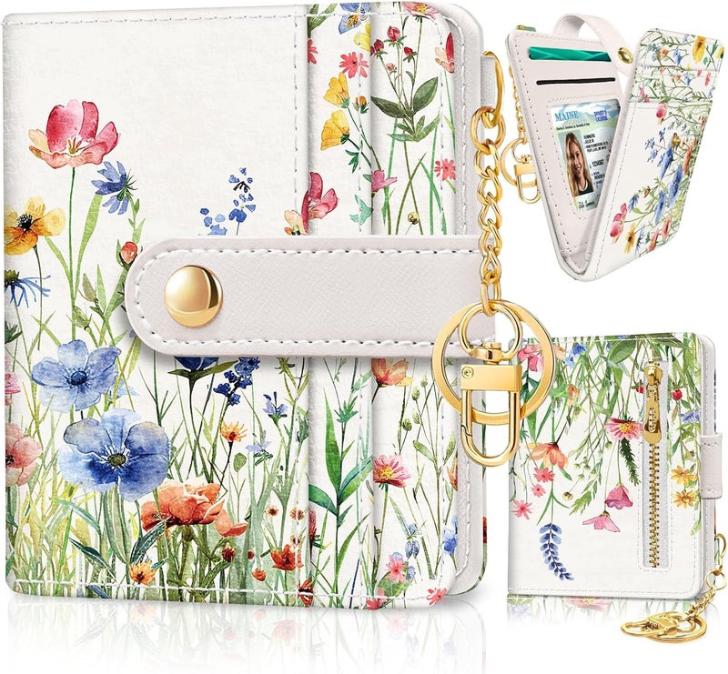 Jogjam Floral Flowers Rfid Ladies Wallet, Small Slim Thin Compact Credit Card Women Wallet, PU Leather Bifold Cash Zipper Coin Pocket ID Window for Female - Image 1
